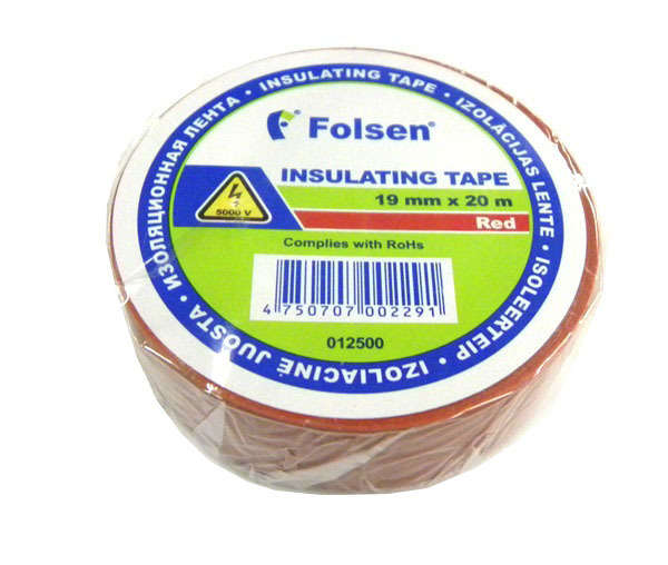 Isolerende tape 19mm * 20m rød (Folsen) 012500