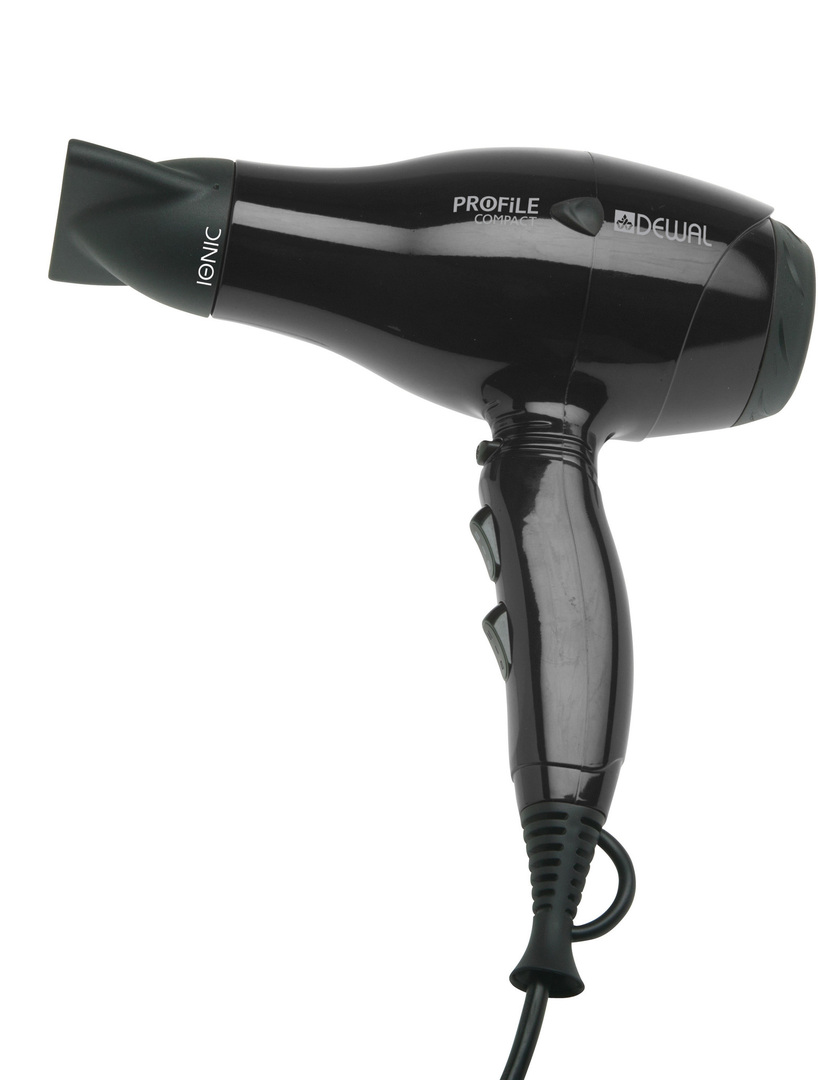 Vysoušeč vlasů Dewal Profile Compact, 2000 W, iontový, 2 trysky, černý 03-119 černý