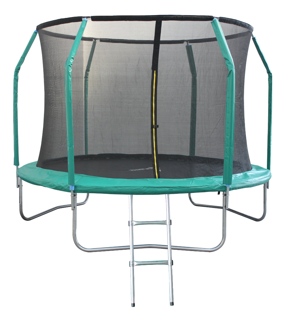 Trampolin Sportelite GB10211-10FT med mesh og stige 305 cm, svart / grønn