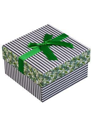 קופסת מתנה עלים ירוקים 13 * 13 * 7.8 ס" מ, תפאורה. קשת, קרטון, הנסיבג