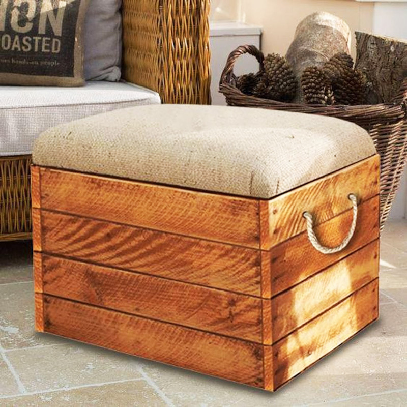 Wooden box ottoman