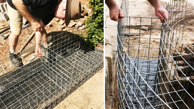 The walls of the gabion are connected to each other and partitions