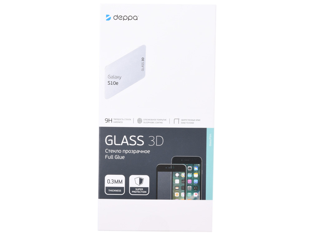 Vidro protetor 3D Deppa cola completa para Samsung Galaxy S10e, 0,3 mm, moldura preta