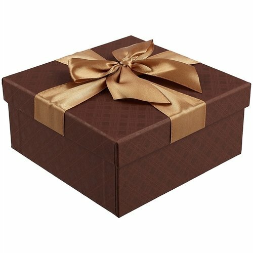 Gift box Brown rhombus 15 * 15 * 7cm, decor. bow, cardboard