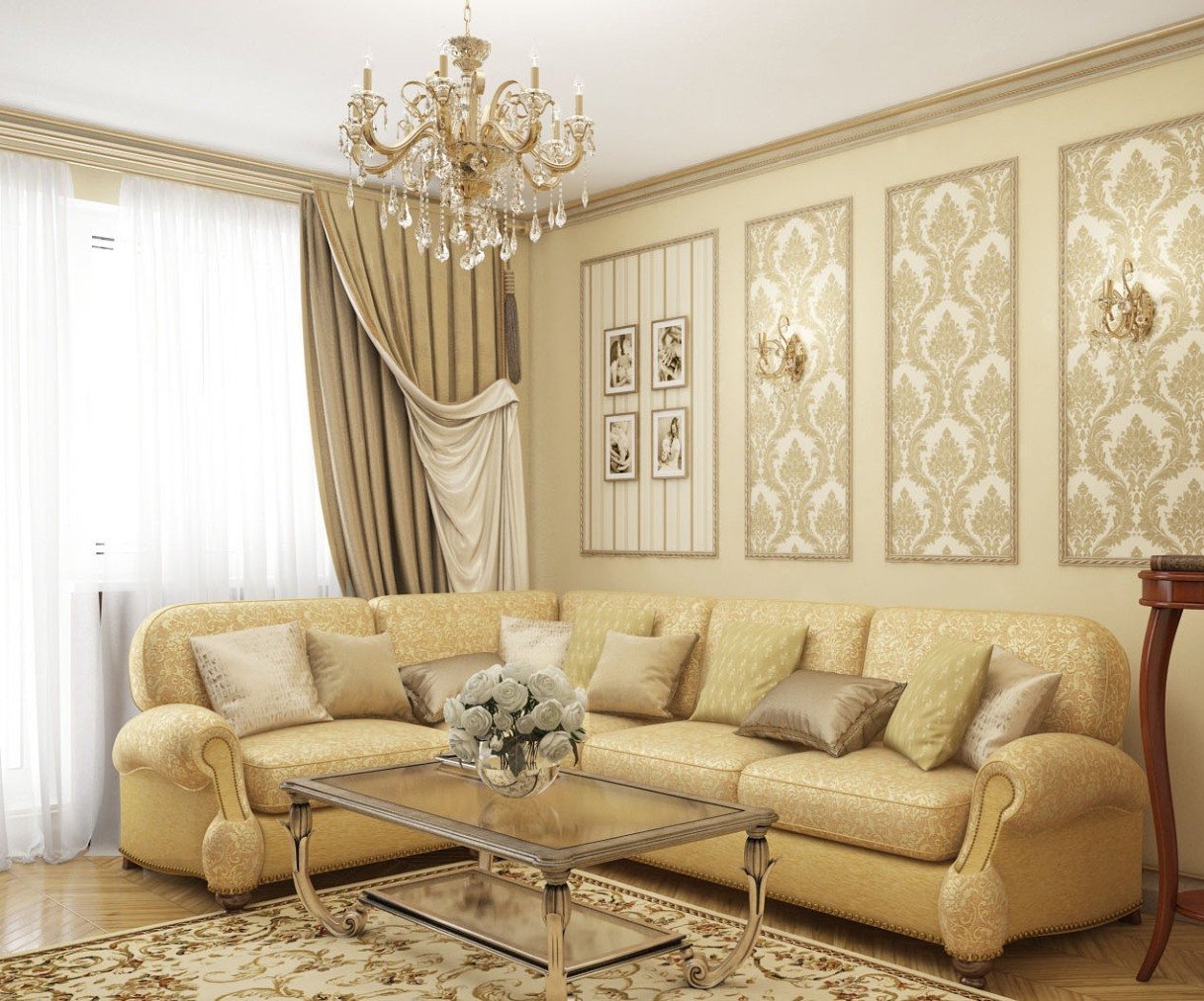 Taustakuva olohuoneessa: parhaat väri- ja tyyliyhdistelmät huoneen sisätiloissa, valokuvaesimerkkejä