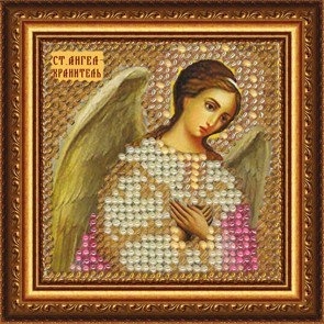 Disegno su tessuto Ricamo mosaico art. 4035 Icona di S. Angelo Custode 6,5x6,5 cm