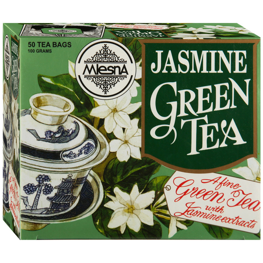 Chá verde Mlesna Ceilão aromatizado com extrato natural de jasmim 50 sachês de 2g cada
