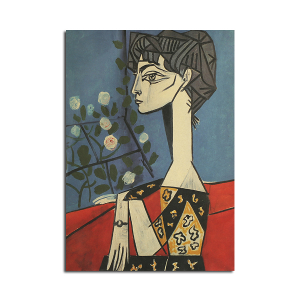 Picasso Jacqueline Ve Çiçekler Poster Kraft Kağıt Duvar Posteri DIY Duvar Sanatı 21 inç X 14 inç