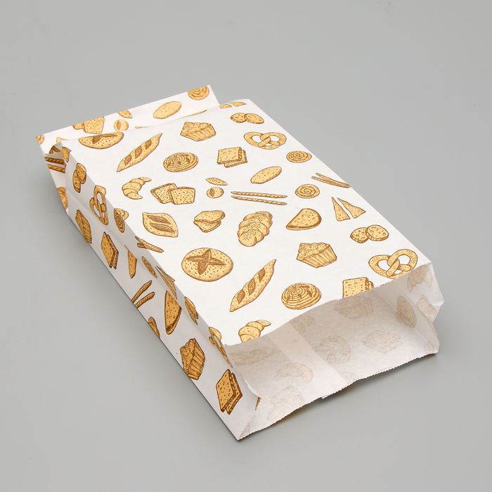 Papirnata vrečka za polnjenje, bela, s potiskom, dno v obliki črke V 30 x 14 x 6 cm