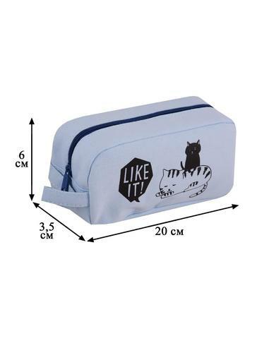 Cosmetic bag with a zipper Cats with inscriptions (fabric) (18x9,5) (PVC box) (12-22716-maomi)