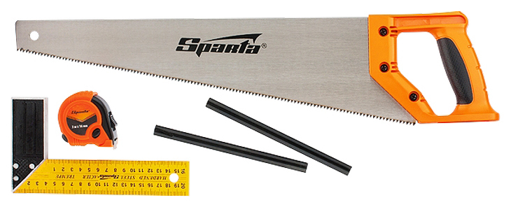 Tischlerset, 5-teilig, (Bleistift-2 Stück, Bügelsäge 450 mm SPARTA 23902