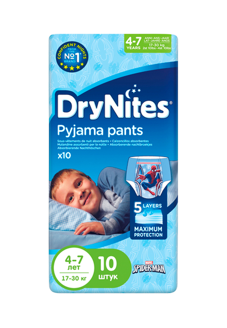 Huggies drynites slipje voor jongens, 4-7 jaar (17-30 kg), 10 st. knuffels