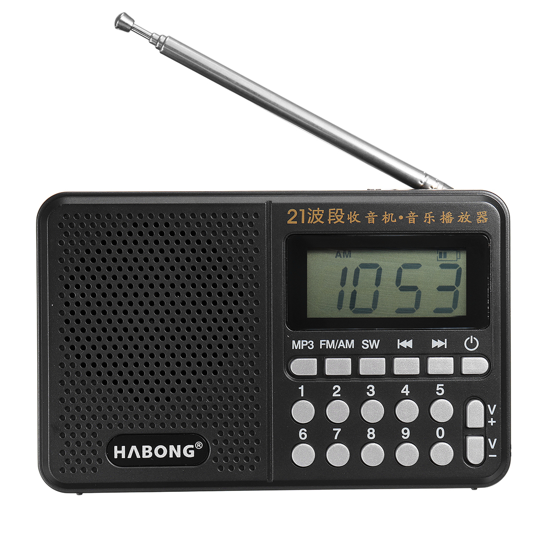 Bærbar digital FM AM SW Radio 21 bånds opladermodtager Højttaler MP3 -afspiller