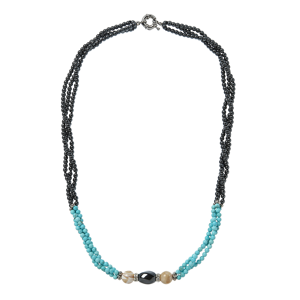 Beads for women My-bijou 303-1035 gray / blue / beige