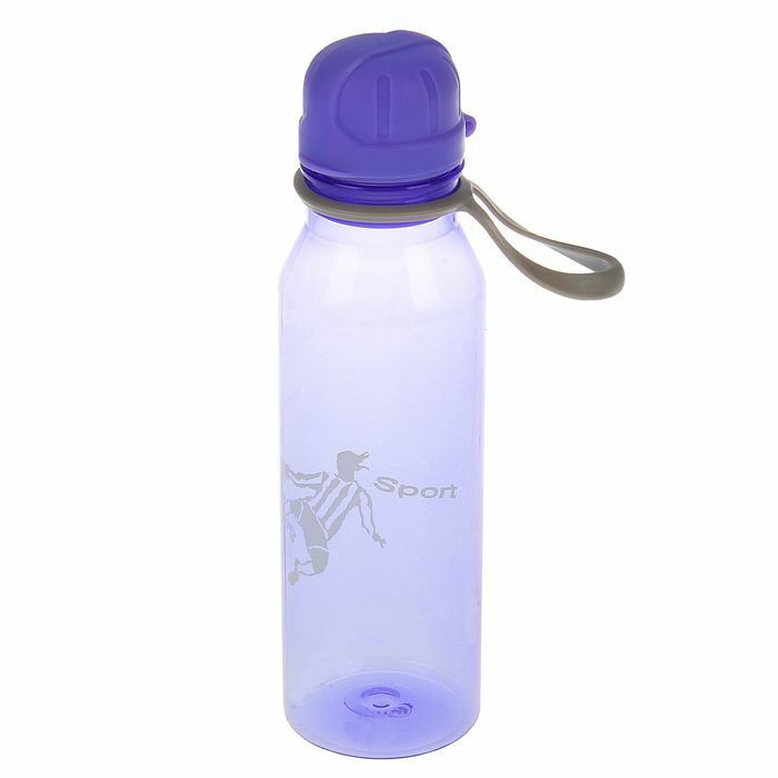 Butelka na wodę do sportu Piłka nożna, 750 ml, liliowy