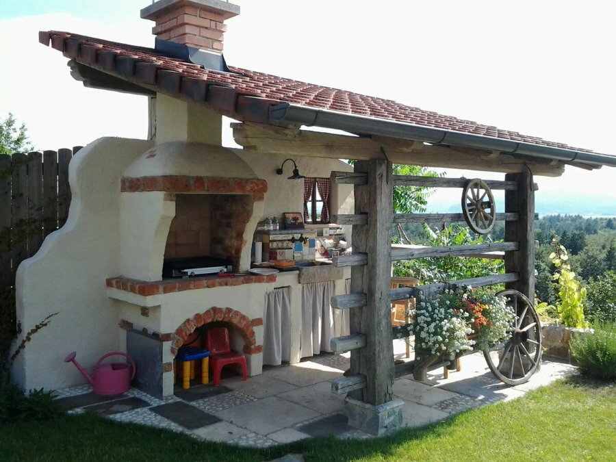Landhauspavillon mit echtem Ofen