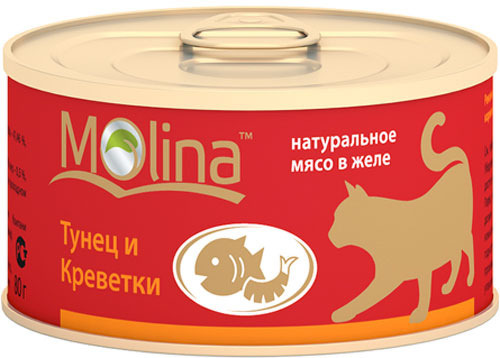 Alimentos enlatados Molina para gatos, camarões, 80g