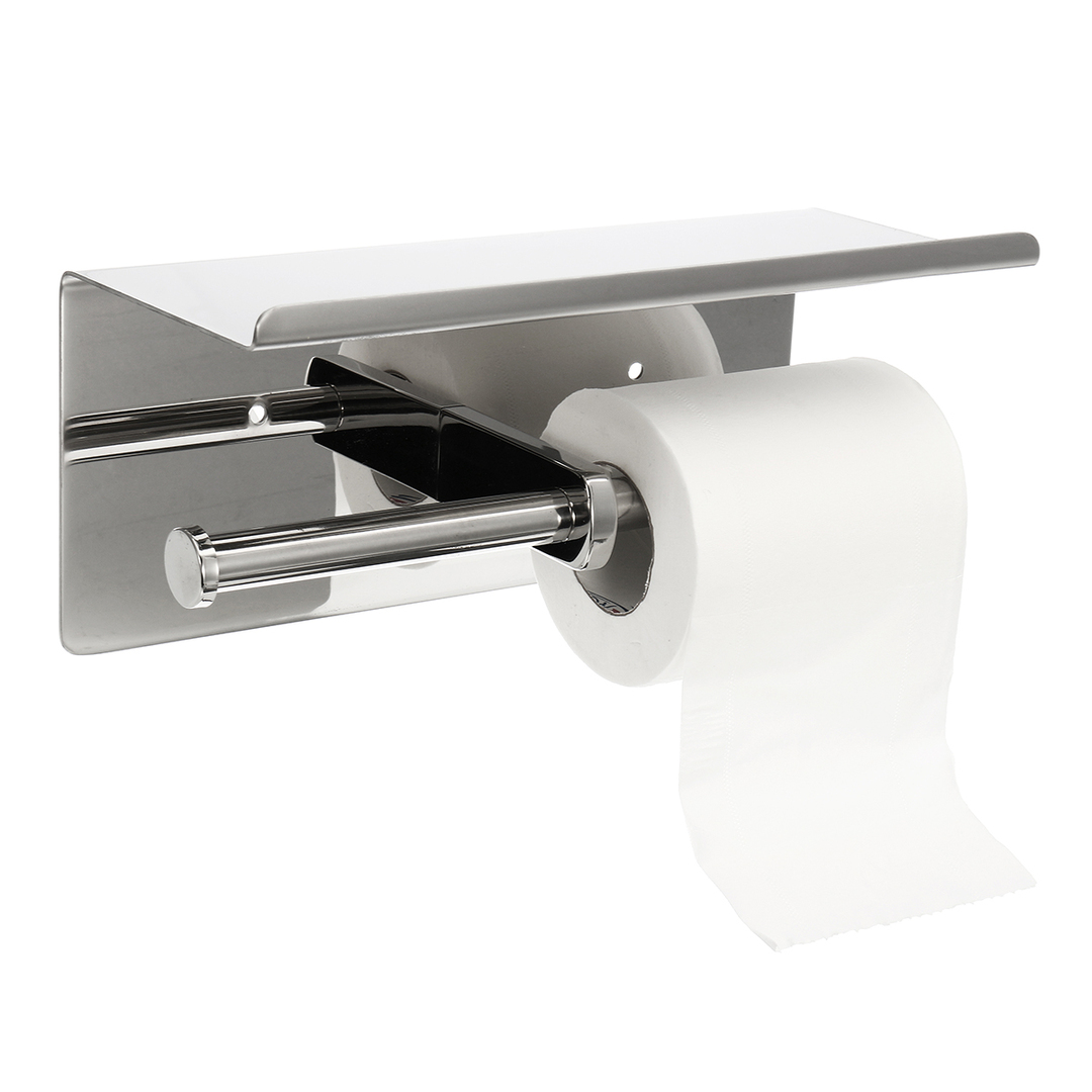 Double Toilet Roll Holder 304 Stainless Steel Bathroom Tissue Roll Roller Holder Wall Mounted Storage Rack