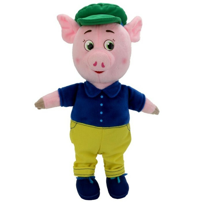 צעצוע מוזיקלי רך " חזיר" בחליפה וכובע, 26 ס" מ