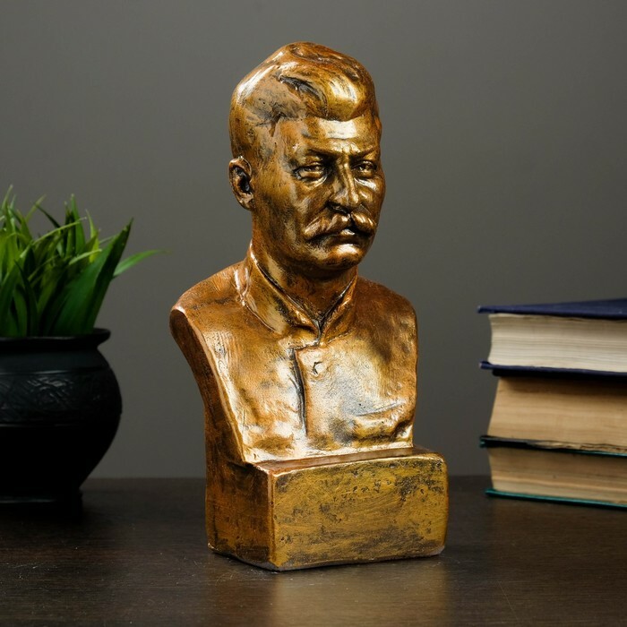 Byst av Stalin, brons 12x24cm
