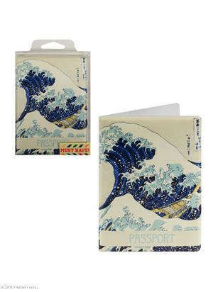 Katsushika Hokusai Big Wave için pasaport kılıfı (PVC kutu)