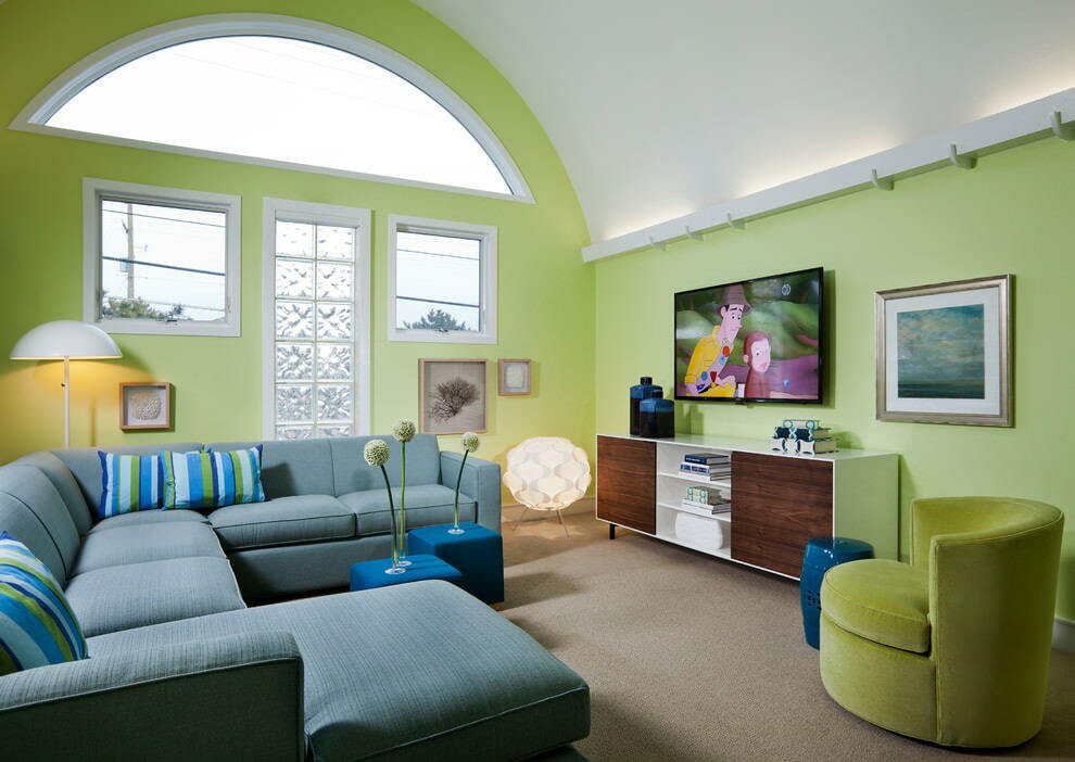 living room in green ideas