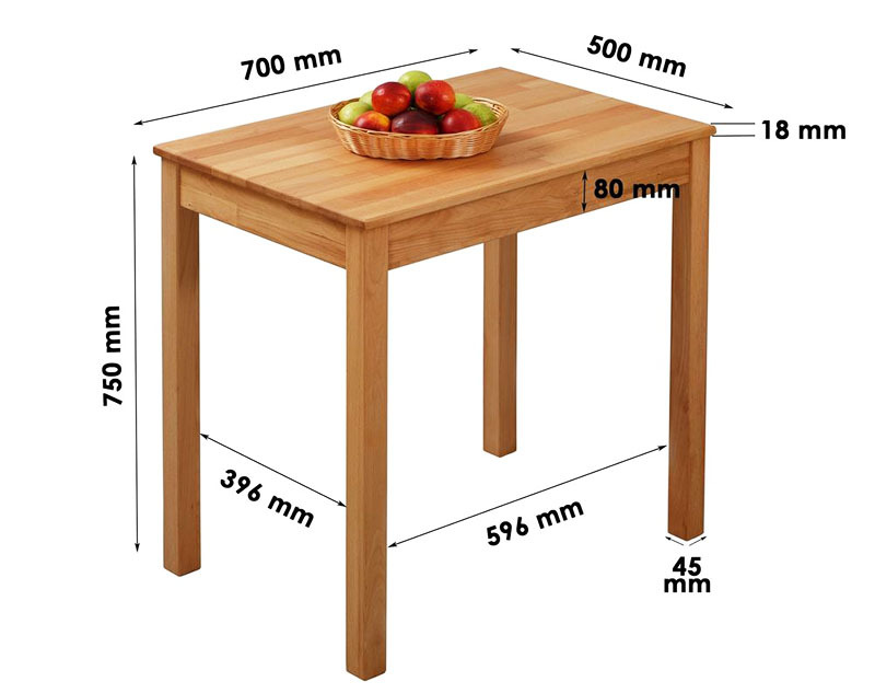 Betjeningens komfort afhænger af bordets størrelse.