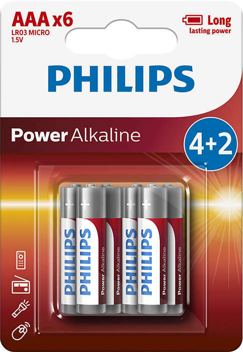 Baterija Philips LR03P6BP / 10 Maitinimas 6 vnt