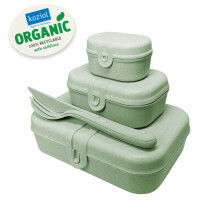 Set of lunch boxes and cutlery Pascal Organic, 3 pieces, color: green (number of items in a set: 3)
