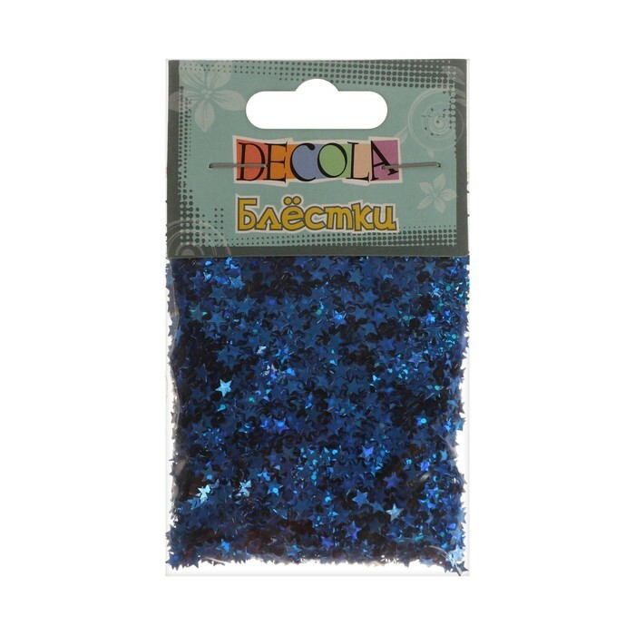 Sequins dekors ZHK Decola 4 mm, 20 g, " Stars", varavīksnes zils