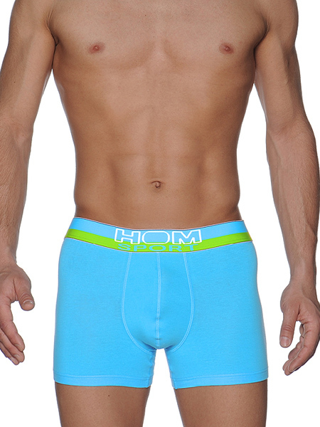 Bright blue men's boxers made of soft and elastic cotton material with soft sew-on elastic HOM Technicolor 01843cB5