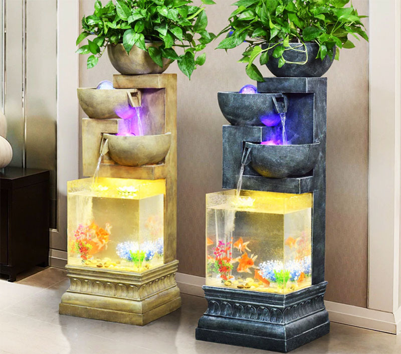 Aquariums that have a built-in cascade or fountain look gorgeous