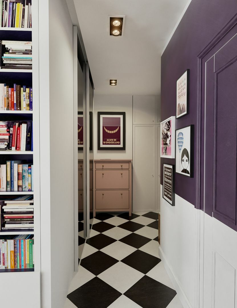 Malování stěn na chodbě purpurově