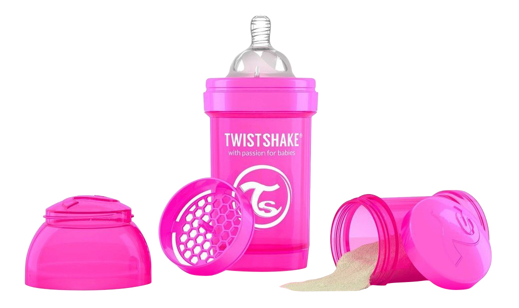 Twistshake-tuttipullo Anti-colic 180 ml vaaleanpunainen