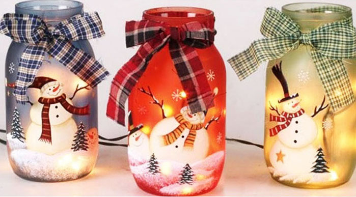 Glass jars as candlesticks