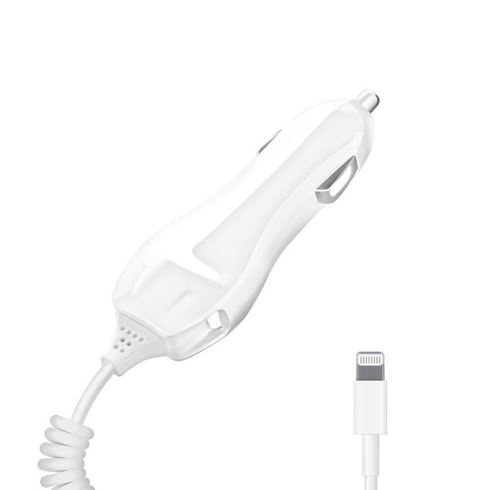 Auto lādētājs Deppa (22125) USB 1000mA (+ 120cm zibens savīts kabelis) (balts)