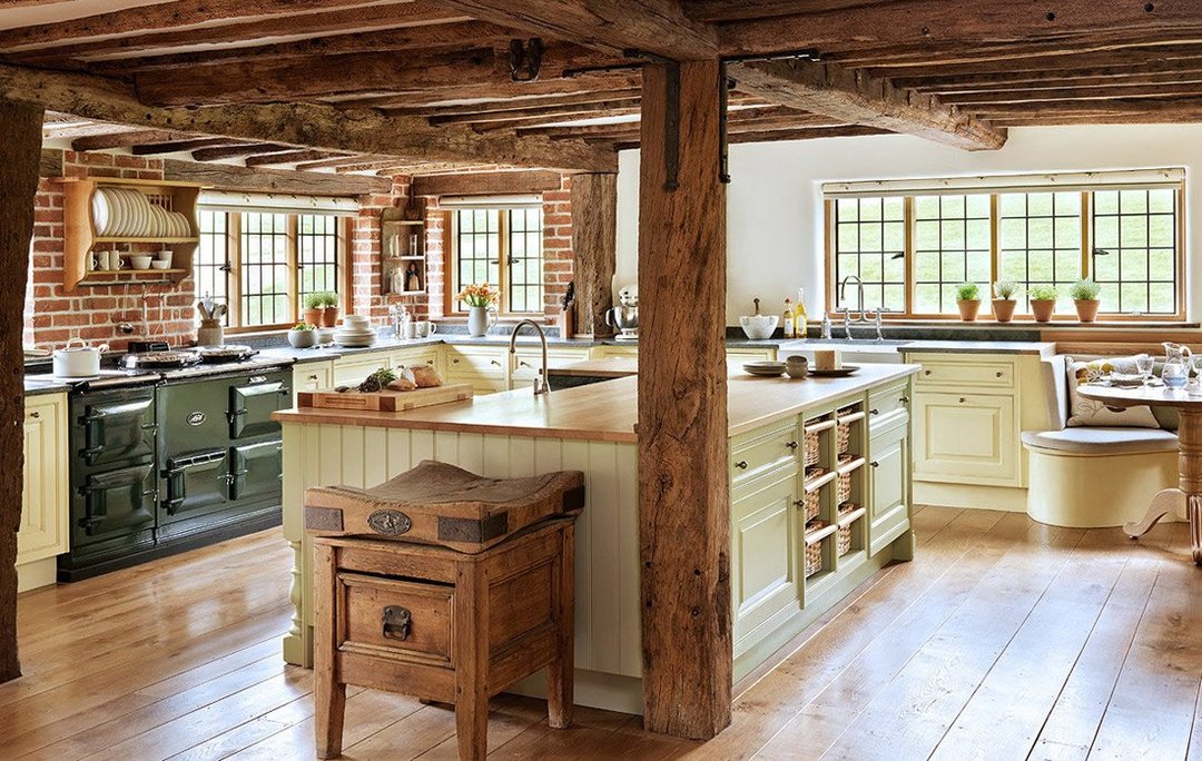 Brick walls in the kitchen in country style