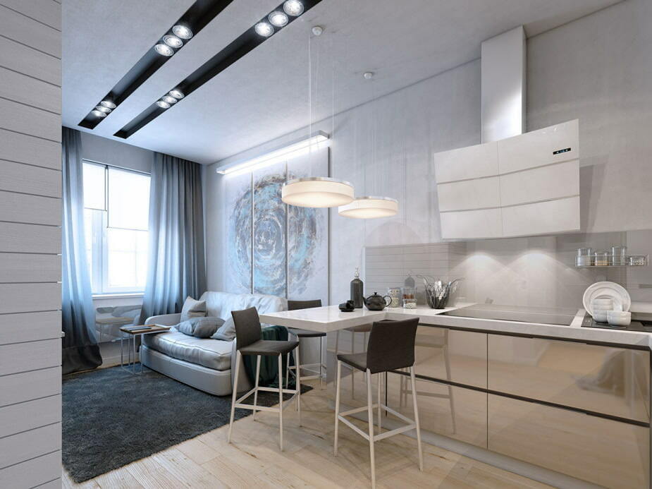 Svjetla za praćenje na stropu stana površine 55 m²