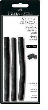 Puuhiili luonnon Faber-Castell / Faberkastel, SET 4kpl., Pitt Mustavalkoinen, paksu. 9-15 mm, läpipainopakkaus, 129498