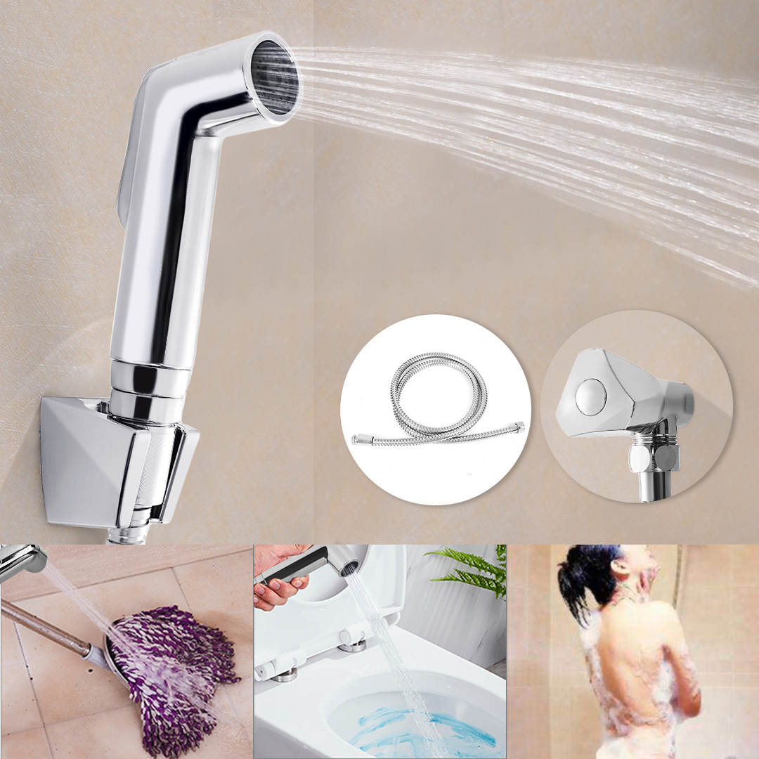 Bidet Shattaf Douche Spray Válvula cerrada Cabezal de ducha cromado Manguera de ducha Conjunto de accesorios de baño