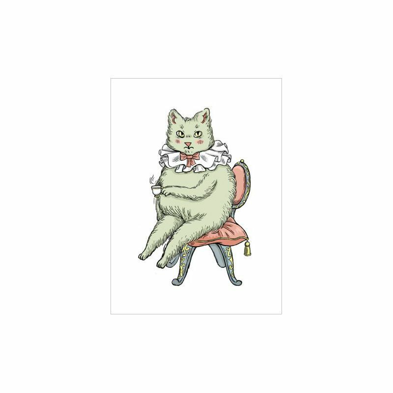 Kitty de carte postale avec du thé