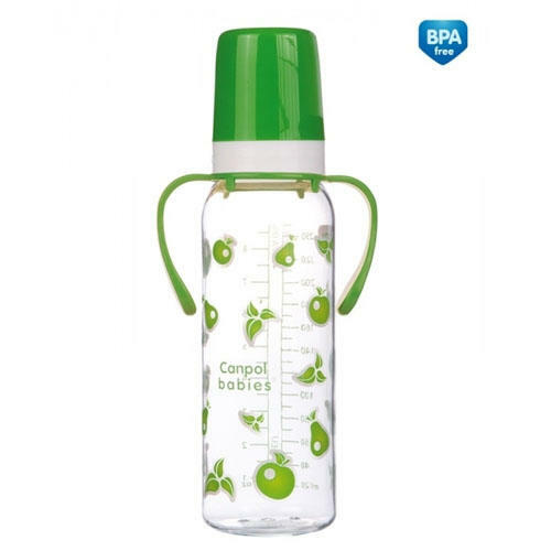 Tritanová láhev (BPA 0%) s držadly se silikonovým dudlíkem, 250 ml. 12+, 1 ks. (Canpol, Bottles)