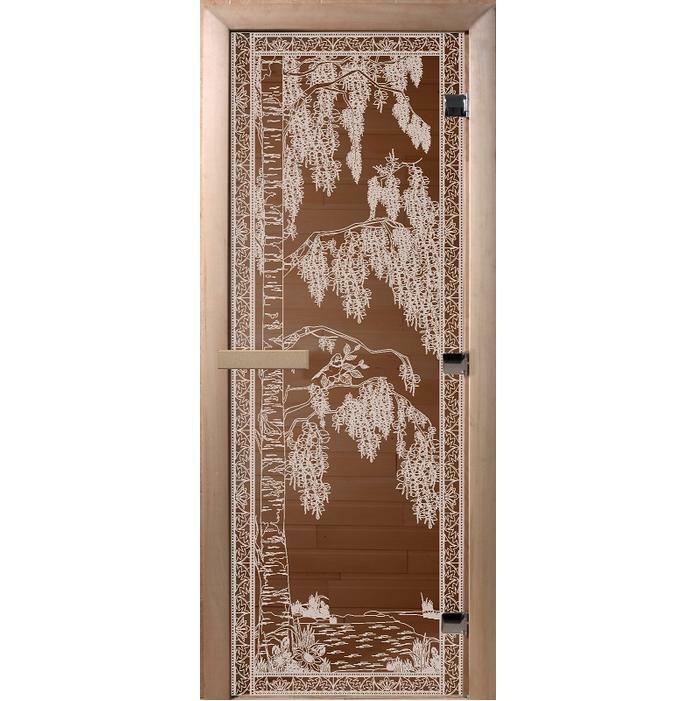 Puerta de cristal para sauna Doorwood DW00900 Abedul bronce 700x1900 mm