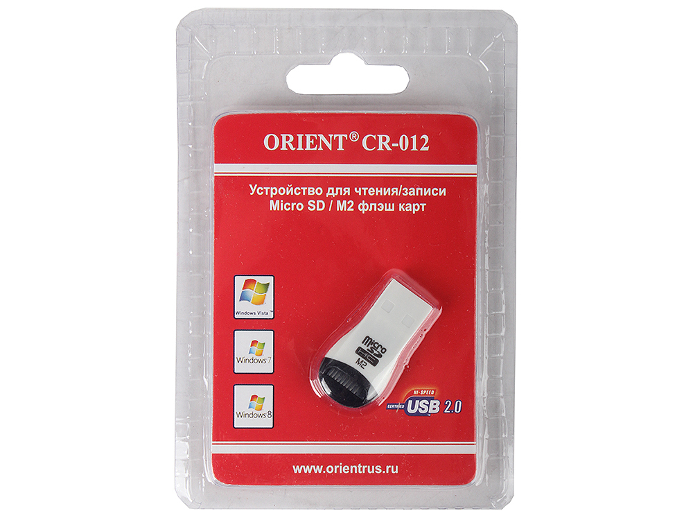 ORIENT Mini CR-012 (Micro SD, M2) Svart / rød kortleser