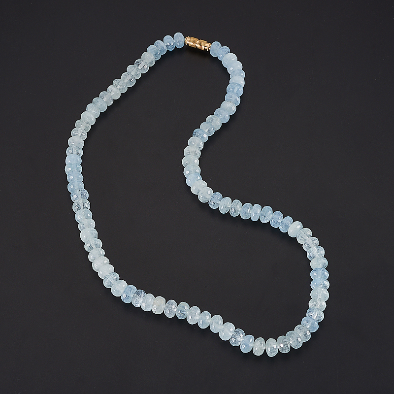 Perles aigue-marine taille 8 mm 49 cm (bij. alliage)