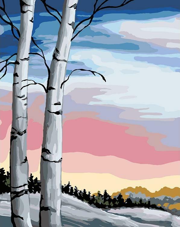 Paint by number " Winter birches"