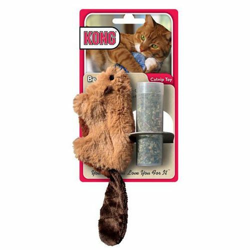 Brinquedo para gatos KONG Beaver, pelúcia e erva-dos-gatos