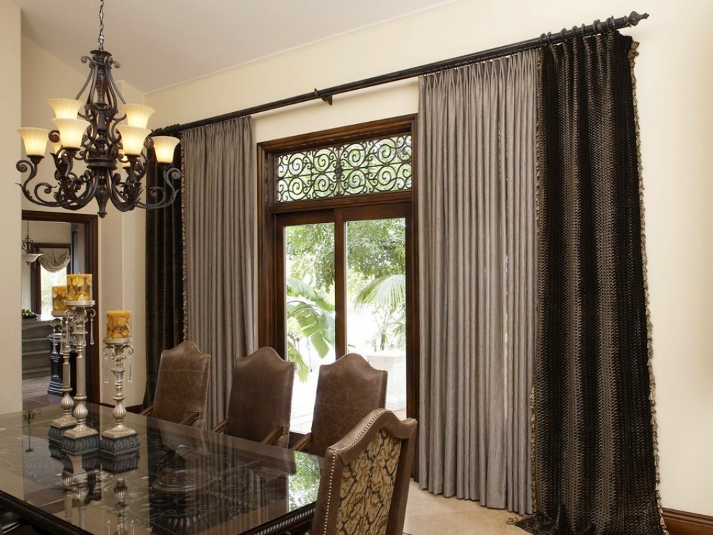 double curtains in the interior of the hall photo