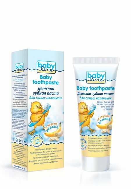 Detská zubná pasta Babyline, príchuť banán, 1-4 roky, 75 ml BabyLine