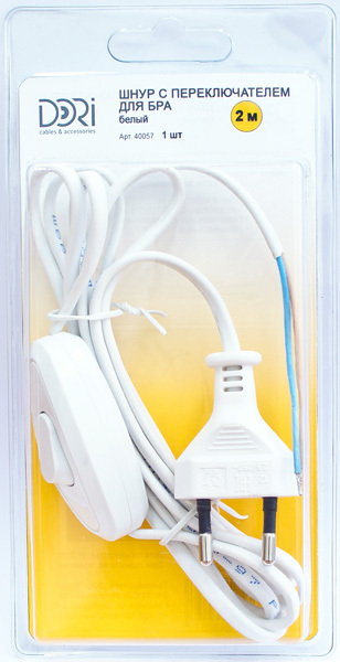 Kabel za svjetiljke sa bijelim prekidačem 2m